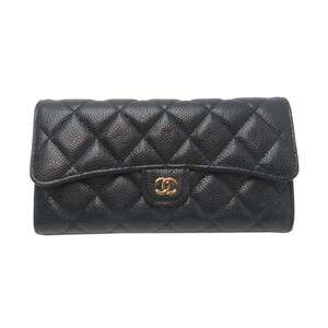 CHANEL Authentic Black Caviar Leather Wallet
